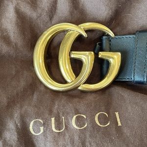 Gucci Double G Black Leather Belt
